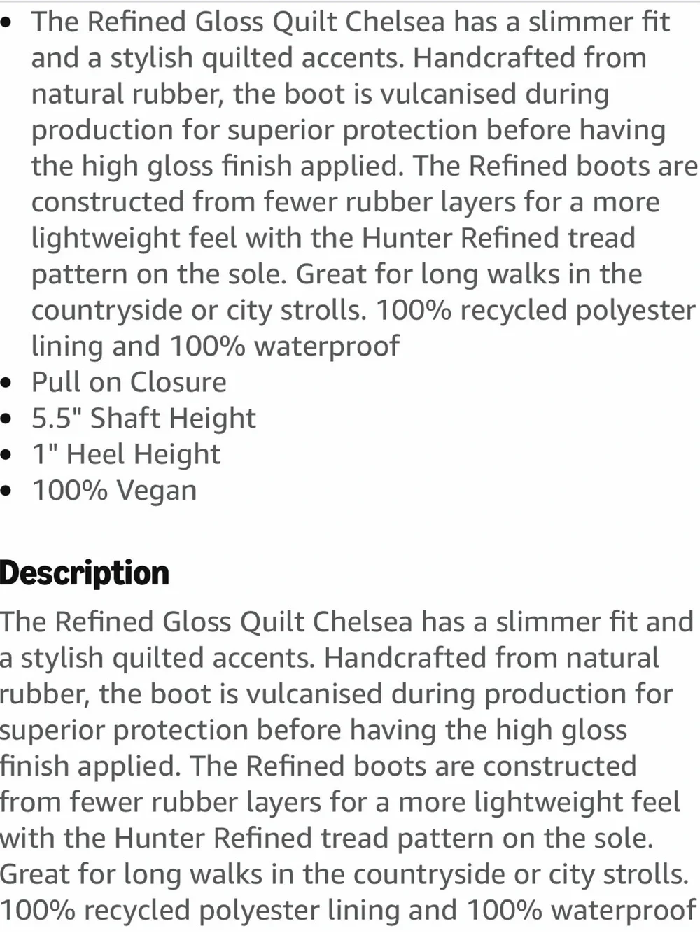 Hunter Women's Refined Slim Fit Quilted Gloss Chelsea Boots